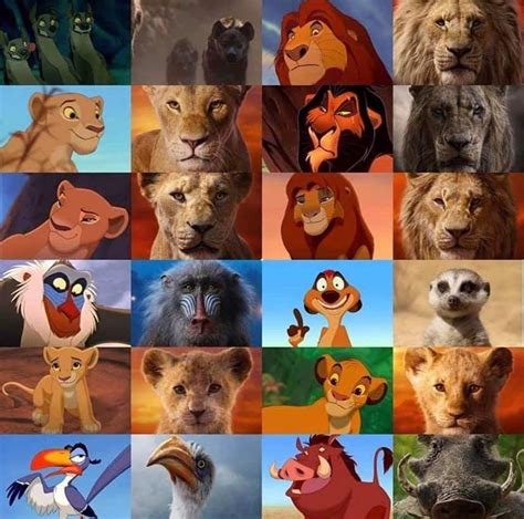 The Lion King Characters Then (1993) and Now (2019) | The lion king characters, Lion king ...