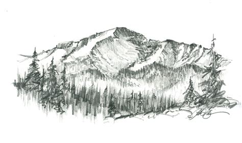 Mountain Pencil Sketch at PaintingValley.com | Explore collection of ...