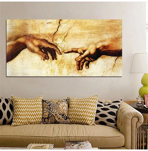 Unframed Creation Of Adam By Michelangelo Print Painting Canvas Famous Oil Painting For Living ...