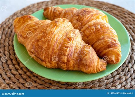 French Puff Pastry Croissants from Bakery Close Up Stock Image - Image of buttery, dough: 197961439