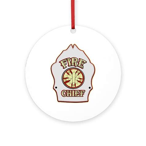 Fire chief helmet shield white Ornament (Round) by Jen717 - CafePress