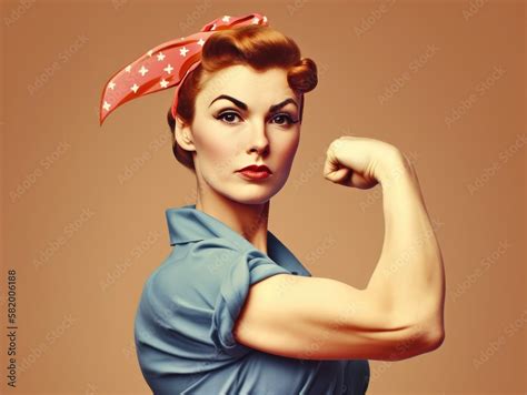 Strong powerful woman. Woman's day banner. We Can Do It. Cool picture ...