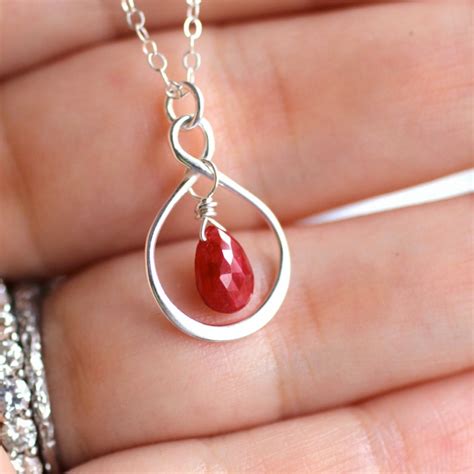 Ruby Necklace Ruby Birthstone Necklace Infinity Necklace | Etsy