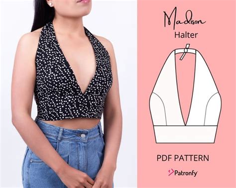 PDF Halter Crop Top Sewing Pattern Digital Pattern Madison Halter Crop Top With Princess Seam 6 ...