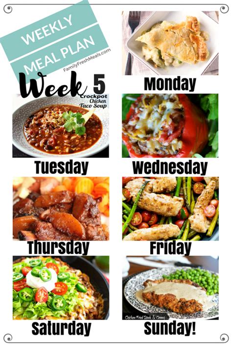 Easy Weekly Meal Plan Week 5 - Family Fresh Meals