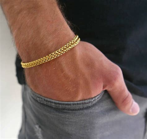 Men's Bracelet, Dainty Men's Gold Bracelets, Simple Men's Chain Bracelet, Men Jewelry, Boyfriend ...