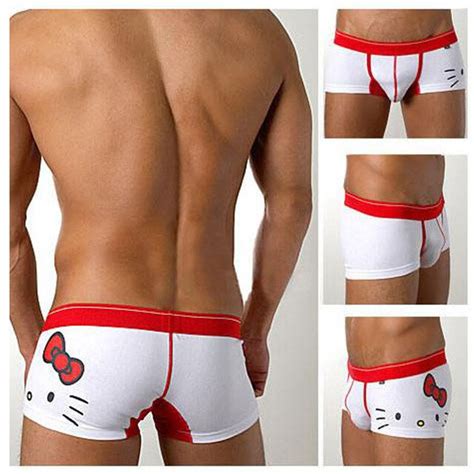 Super Lovely Men's Hello Kitty Boxers Underwear ! Cotton Low Waist Boys Sexy Hellokitty Cartoon ...