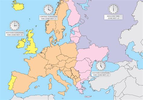 Time Zones Of Europe Europe Map Vector 108767 Vector Art at Vecteezy