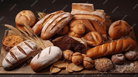 Premium AI Image | Different types of bread in the bakery Various bakery products Handmade ...