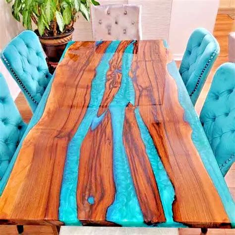 BLUE EPOXY RESIN River Dining Counter Top, Epoxy Living Table Top, Home Decor $1,289.00 - PicClick