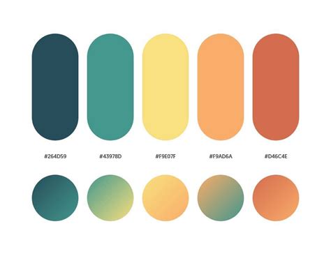 Green, yellow, orange color schemes & gradient palettes | Kombo warna, Palet warna, Desain
