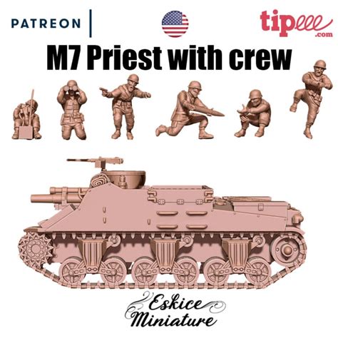 M7 priest with crew - 28mm - Wargaming3D