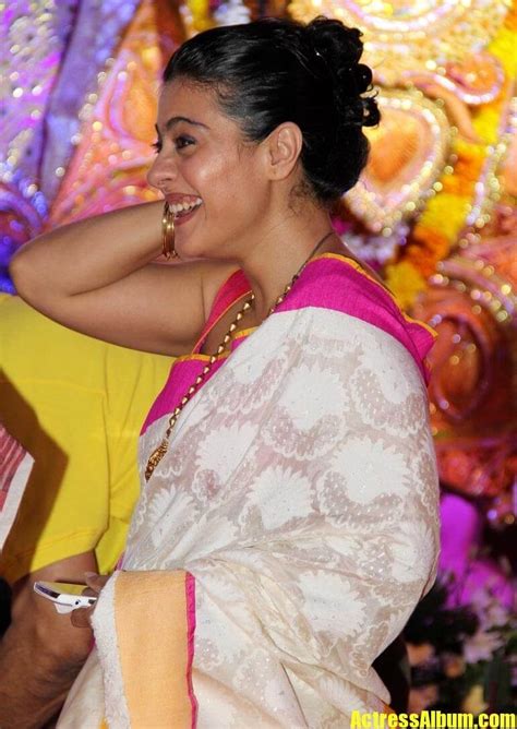 Actress Kajol In Traditional White Saree At Durga Puja Celebrations.4 ...