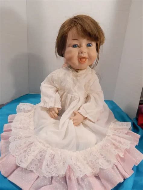 VINTAGE HAPPY BABY Doll. Brown hair Blue Eyes 21ins Tall. $9.99 - PicClick