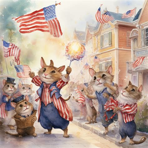 Independence Day Mice Art Print Free Stock Photo - Public Domain Pictures