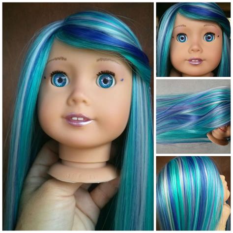 Custom American girl doll Mermaid Teal/purple hair $350 https://www ...