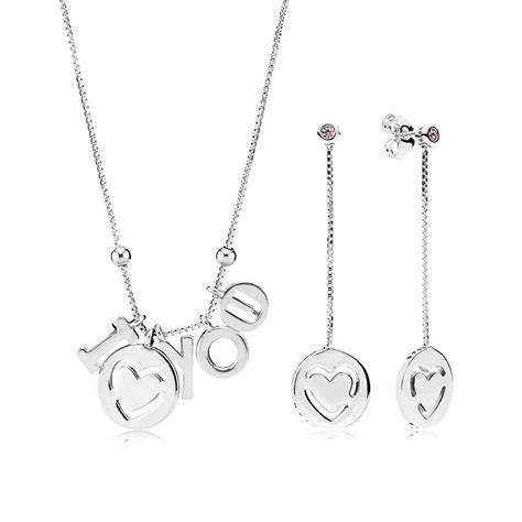 2018 100% 925 Sterling Silver I Love You Necklace and Earring Gift Set fit charm original ...
