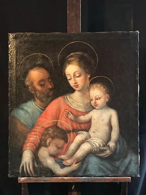 Cremonese School - The Holy Family, 16th Century Italian Old Master oil ...