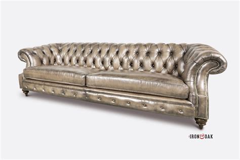 The lovely Langston Chesterfield sofa expertly upholstered in Sand leather. Hand stained to ...