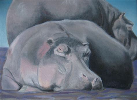 Hippo Painting Hippo Oil on Canvas Hippo Art Hippo Wall Art African ...