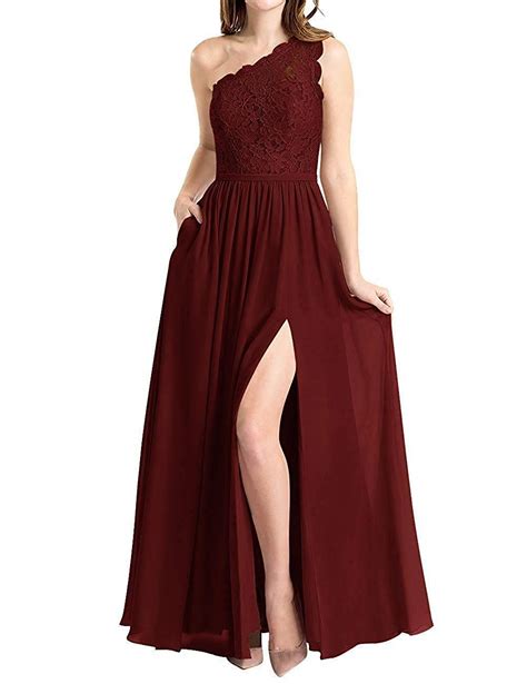 Molisa Women's One Shoulder Long Evening Dress Lace Chiffon Bridesmaid Dress Side Split Prom ...