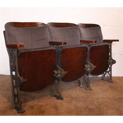 A Row of Three Vintage Retro C1930s Cinema Theatre Seats Chairs with ...