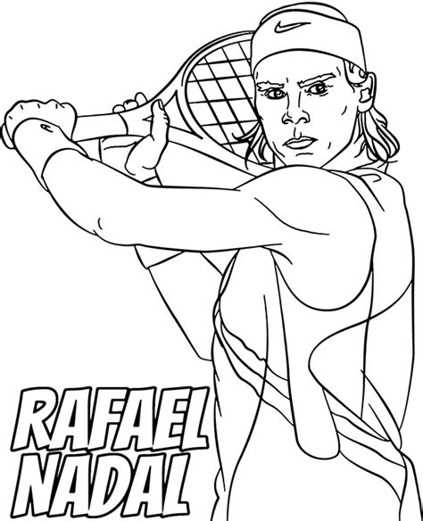 Printable Rafael Nadal coloring page tennis player