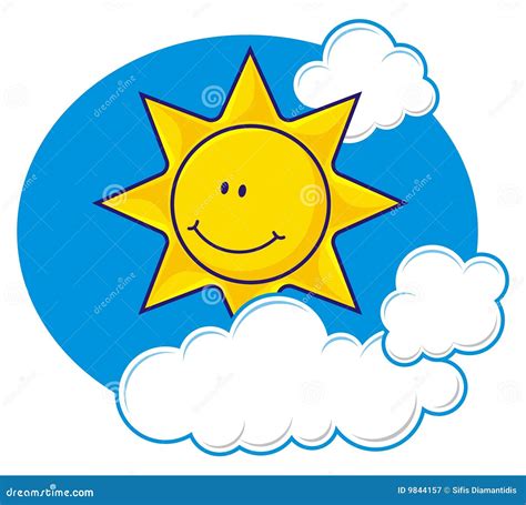 Sun com nuvens ilustração do vetor. Ilustração de feliz - 9844157