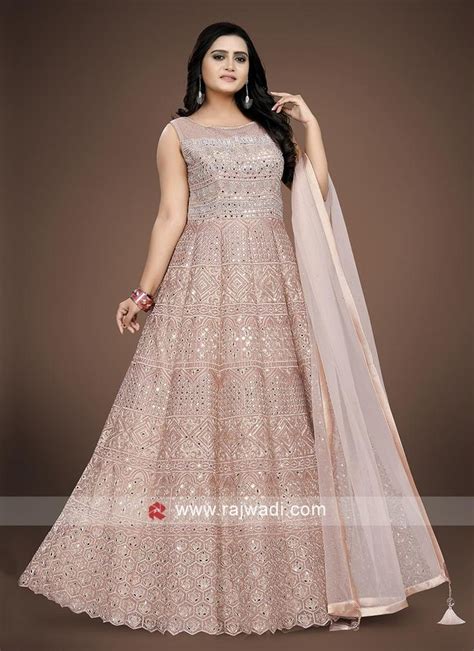 Misty Rose Color Net Anarkali Suit