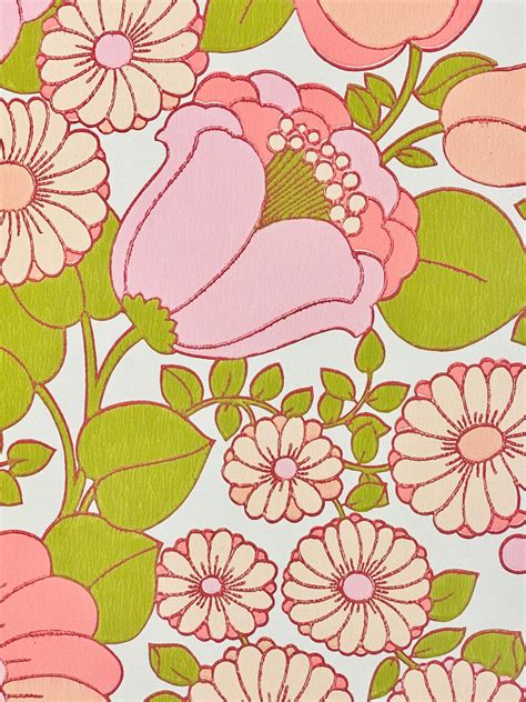 Vintage Wallpapers - Online Shop | Vintage Pink and Green Floral…