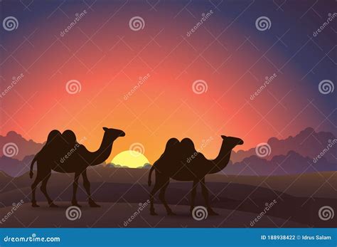 The Silhouette Of Two Camels Vector Illustration | CartoonDealer.com #171766912