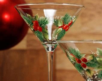 Hand Painted Christmas Martini Glasses set of 2 - Etsy