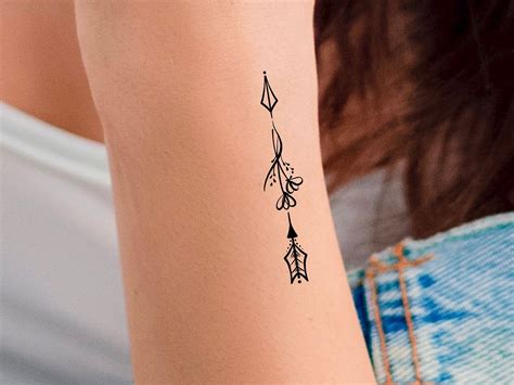 Arrow Flowers Temporary Tattoo - Etsy