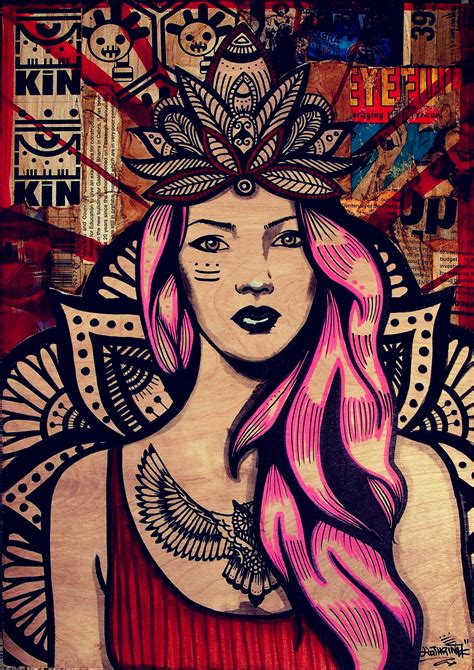 pink hair, ink , spray paint , collage , street art , stencil ,female, mixed media, pop ...