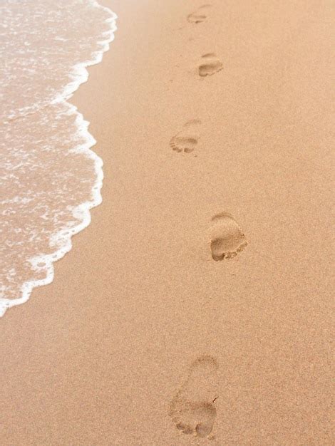 Premium Photo | Footprints in the sand on a beach