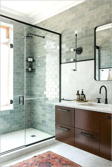 Green Glass Subway Tile Bathroom