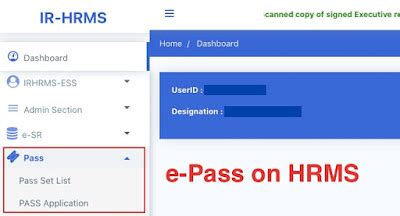 hrms login railway employee E-Pass PTO hrms.indianrail.gov.in/HRMS Process