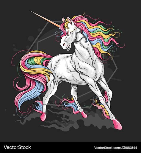 Unicorn full color rainbow hair Royalty Free Vector Image