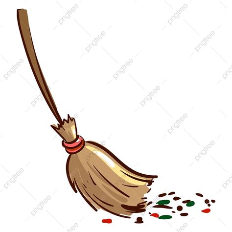 Broom Sweeping Dirt Illustration Vector On White Background, Broom Clipart, Floor, Clean PNG and ...