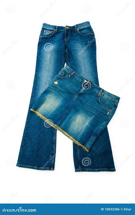 Pair of jeans isolated stock photo. Image of button, object - 10032386