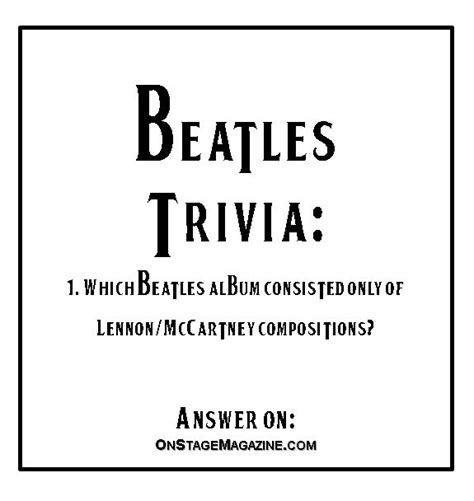 Beatles Trivia; Test Your Knowledge 1 – Onstage Magazine.com