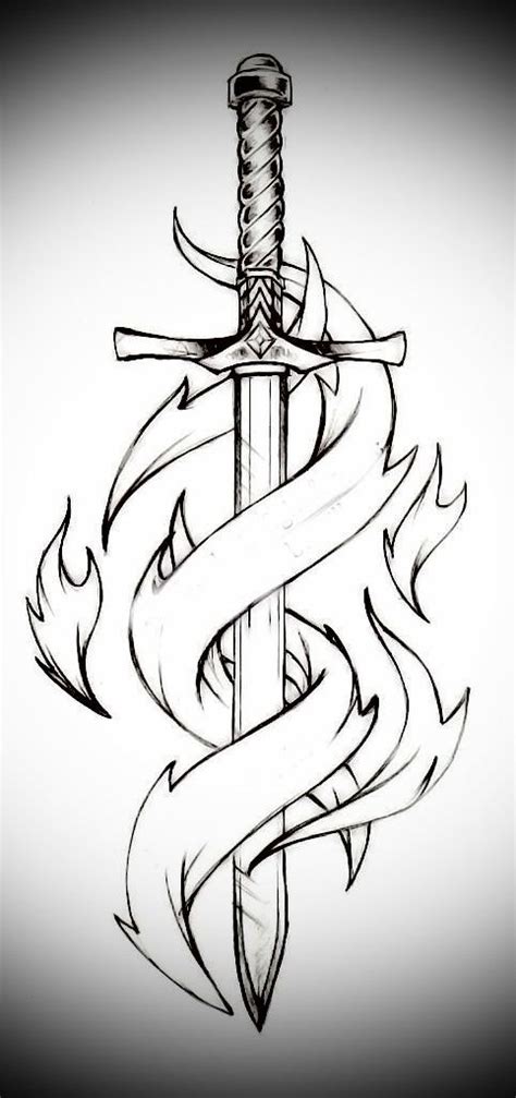 Sword and flames #1 - #flames #offen #Sword | Pencil art drawings, Art drawings, Sword drawing