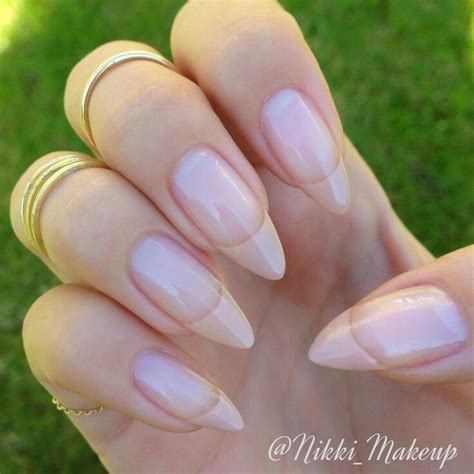 Natural French manicure-almond nails Natural Looking Acrylic Nails, Natural Nails, Natural ...