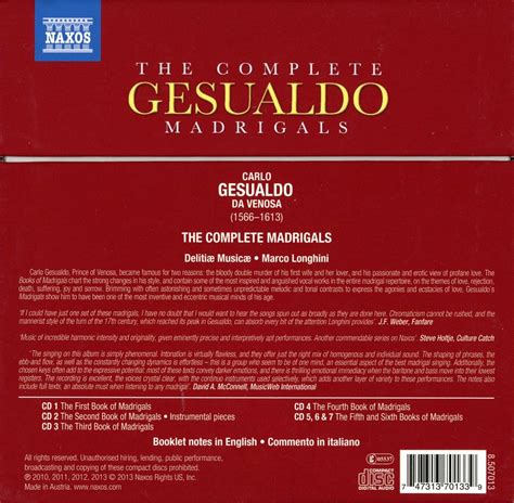 makdelart - classique: Gesualdo - The Complete Madrigals (Delitiae Musicae, Marco Longhini ...