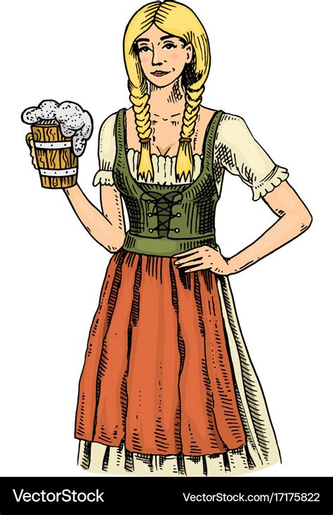 A woman in traditional belgian or bavarian clothes