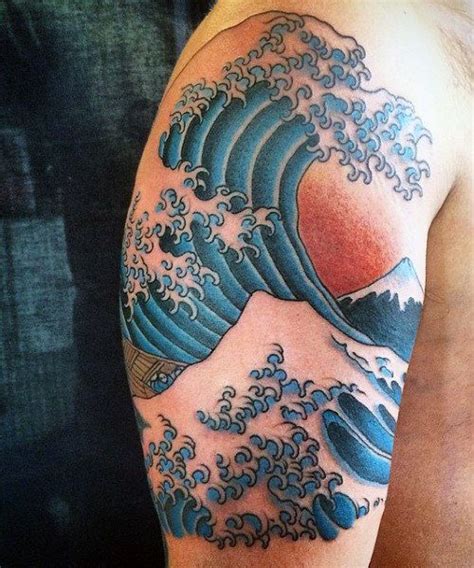 great wave off kanagawa tattoo sleeve - americanpickersaerosmithvanfinished