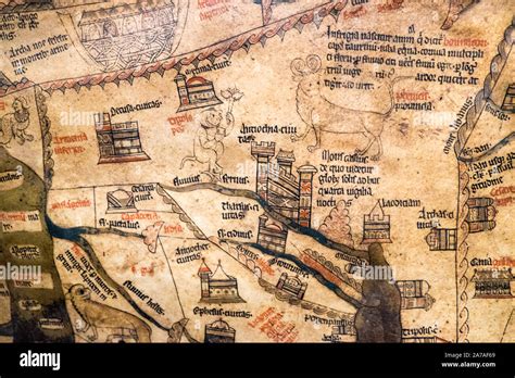 Mappa Mundi,famous,map,Hereford Cathedral,Hereford,Cathedral,county ...