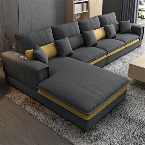 Nordic Luxury Technology Fabric Corner Living Room Sofa Set Furniture ...