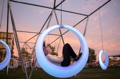 ‘Swing Time’ lights up the Lawn on D - The Boston Globe | Cool playgrounds, Light art ...