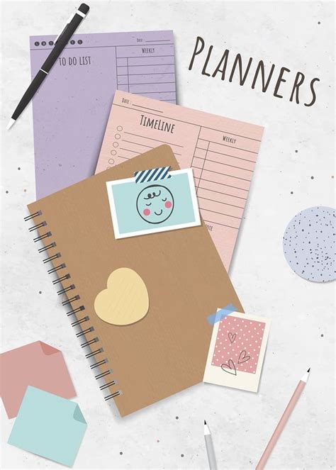 Colorful stationery planner set vector | Premium Vector - rawpixel